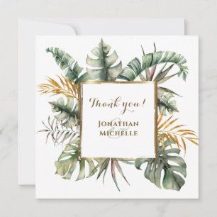 Tropical Elegant Watercolor Palms Thank You Card