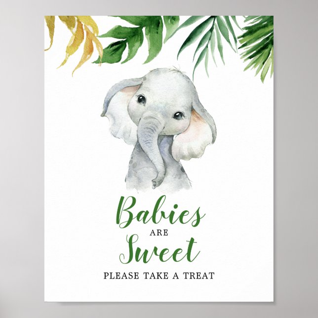 Tropical Elephant Boy Baby Shower Babies are Sweet Poster (Front)