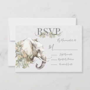 Tropical Elephant Wedding response cards RSVP