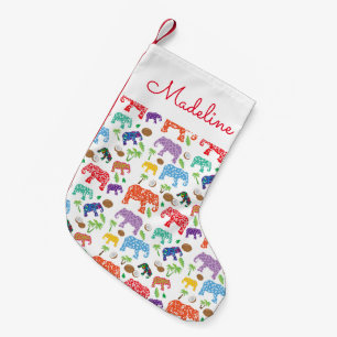 Tropical Elephants   Add Your Name Small Christmas Stocking