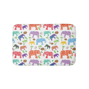 Tropical Elephants Bath Mat