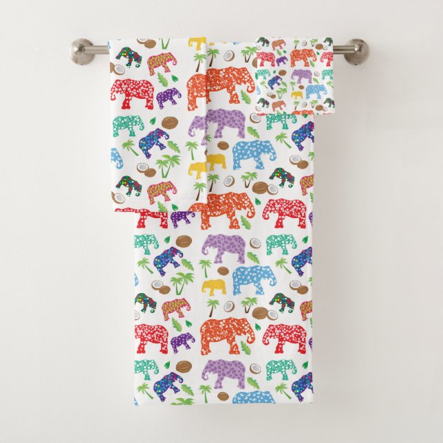 Tropical Elephants Bath Towel Set (Insitu)