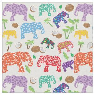 Tropical Elephants Fabric