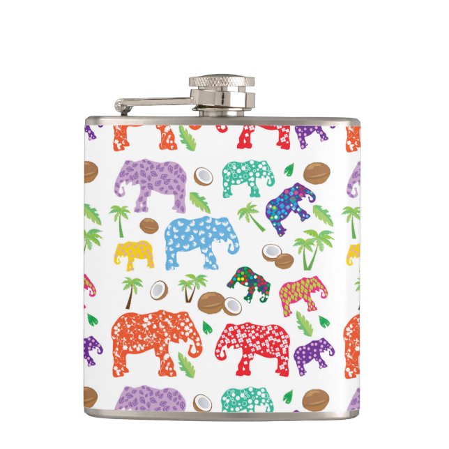 Tropical Elephants Hip Flask (Front)