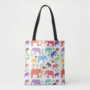 Tropical Elephants Tote Bag