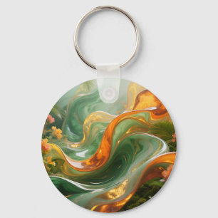 Tropical Emerald Amber Swirl Key Ring