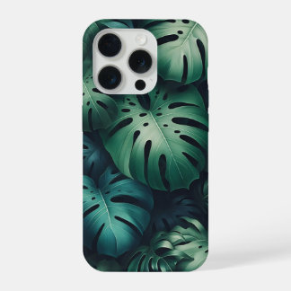 Tropical Emerald Monstera Leaves Pattern - Jungle  iPhone 15 Pro Case