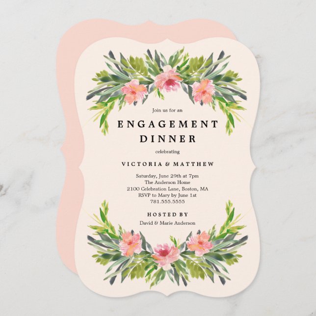Tropical Engagement Dinner Invitation (Front/Back)