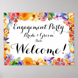 Tropical Engagement, Wedding Party Sign/Poster Poster