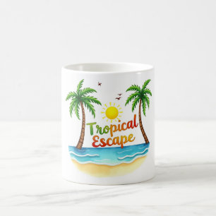 Tropical Escape Beach Watercolor Mug