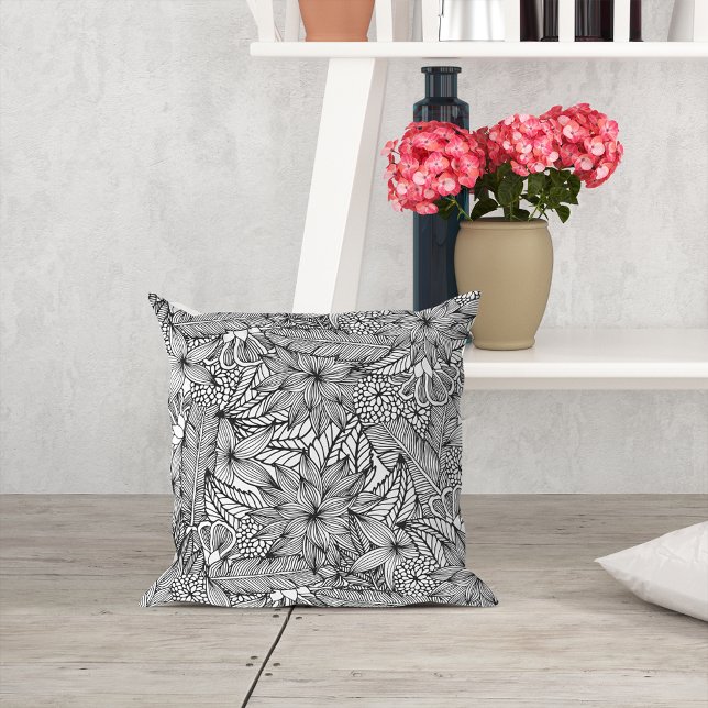 Tropical Escape Black and White Colouring Cushion (Creator Uploaded)