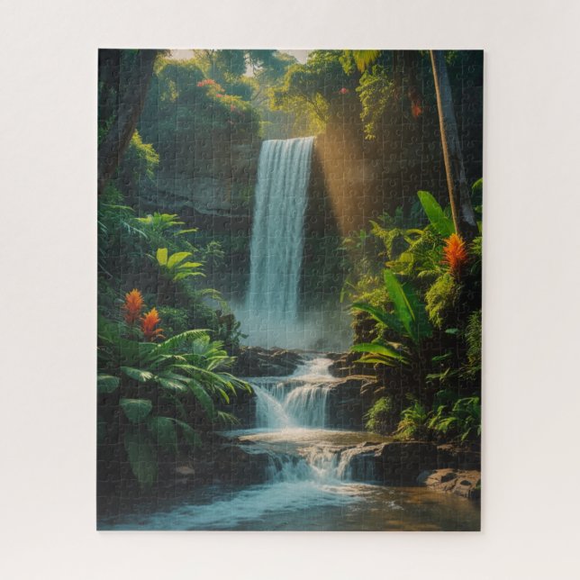 Tropical Escape – Deep Jungle Waterfall Puzzle (Vertical)