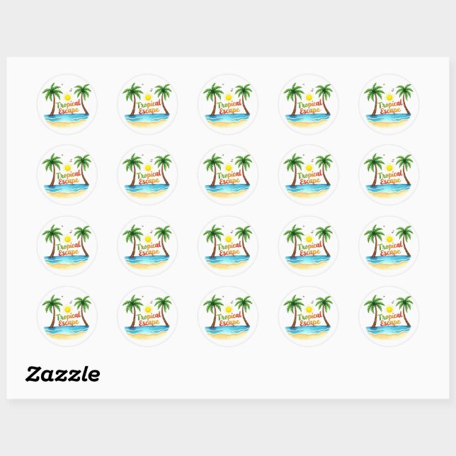 Tropical Escape Palm Beach Sticker (Sheet)