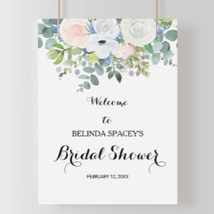 Tropical Eucalyptus Greenery Bridal Shower Welcome Poster