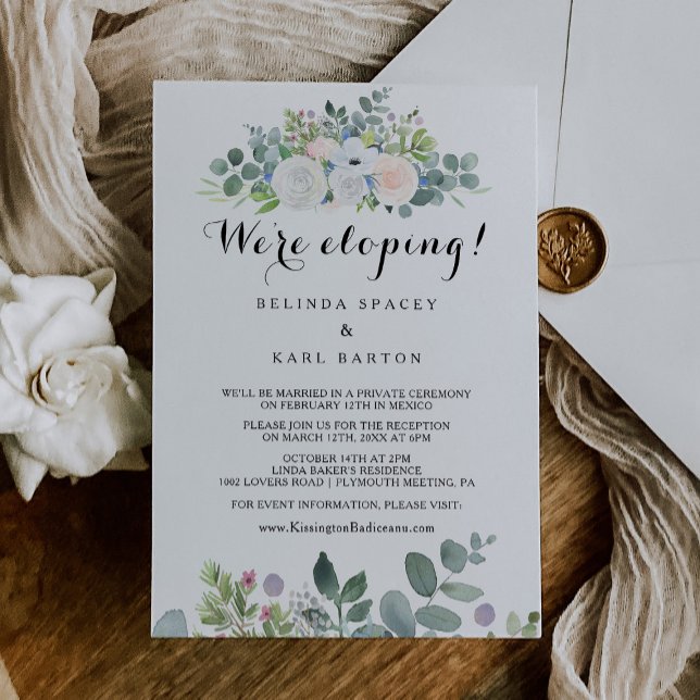 Tropical Eucalyptus Greenery Elopement Reception Invitation (Creator Uploaded)