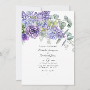 Tropical Eucalyptus Succulents QR Code Wedding Invitation