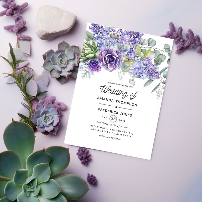 Tropical Eucalyptus Succulents Wedding Invitation (Creator Uploaded)
