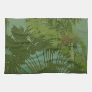 Tropical Evening Greens Tea Towel
