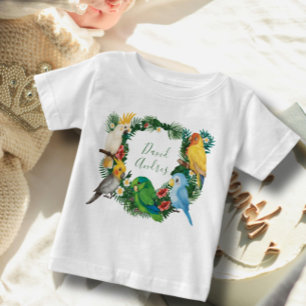 Tropical Exotic baby Wild Parrots  Birthday Baby T-Shirt