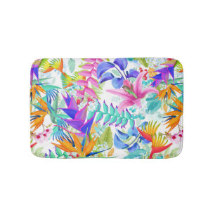 Tropical Exotic Flowers Bath Mat