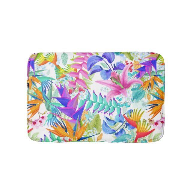 Tropical Exotic Flowers Bath Mat (Front)