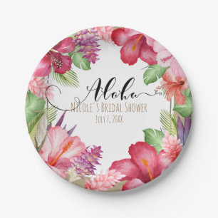 Tropical Exotic Flowers Elegant Hawaiian Aloha Paper Plate