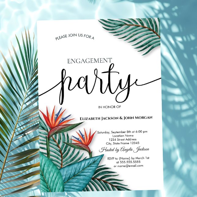 Tropical Exotic Flowers Engagement   Invitation (Creator Uploaded)