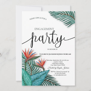 Tropical Exotic Flowers Engagement   Invitation