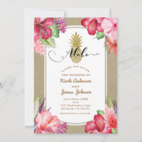 Tropical Exotic Flowers Gold Pineapple Aloha luau
