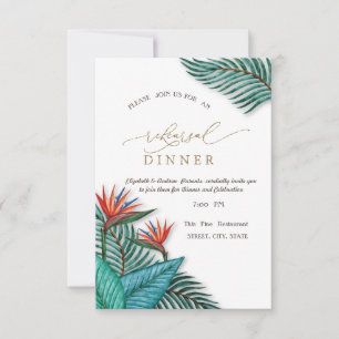 Tropical Exotic Flowers Rehearsal Dinner Invitation