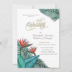 Tropical Exotic Flowers Wedding Invitation