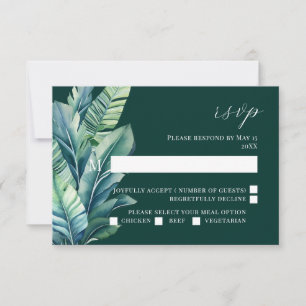 Tropical Exotic Foliage Leaves Wedding RSVP Card