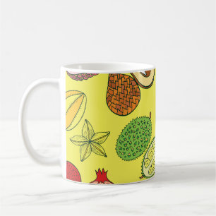 Tropical Exotic Fruits Hand-Drawn Pattern Coffee Mug