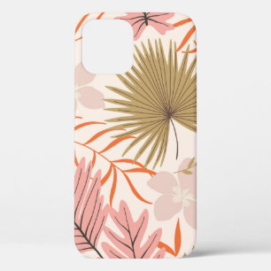 Tropical exotic leaves hand drawn vintage seamless iPhone 12 case