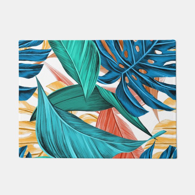 Tropical exotic palm leaves doormat (Front)