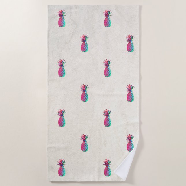 Tropical Exotic ,Pineapple Beach Towel (Front)