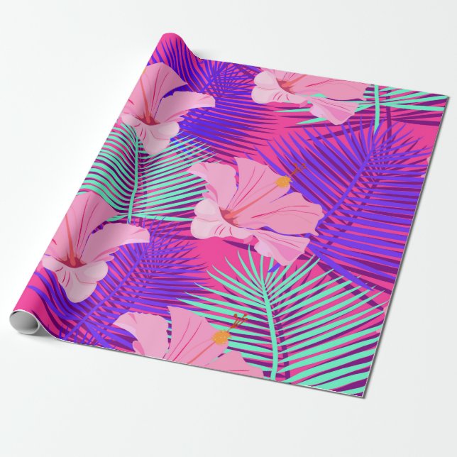 Tropical, exotic seamless pattern with exotic bird wrapping paper (Unrolled)