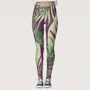 Tropical Exotic: Trendy Green Seamless Leggings