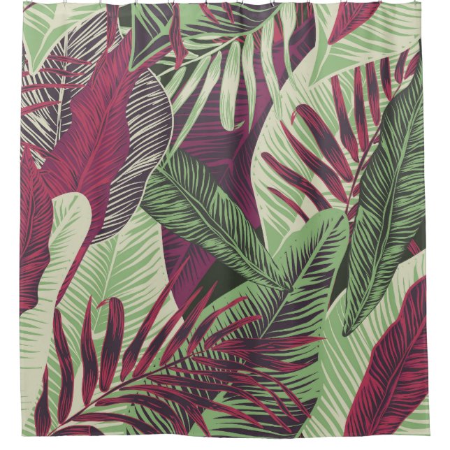 Tropical Exotic: Trendy Green Seamless Shower Curtain (Front)