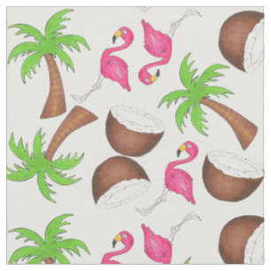 Tropical Fabric (Coconuts, Palm Trees, Flamingos)