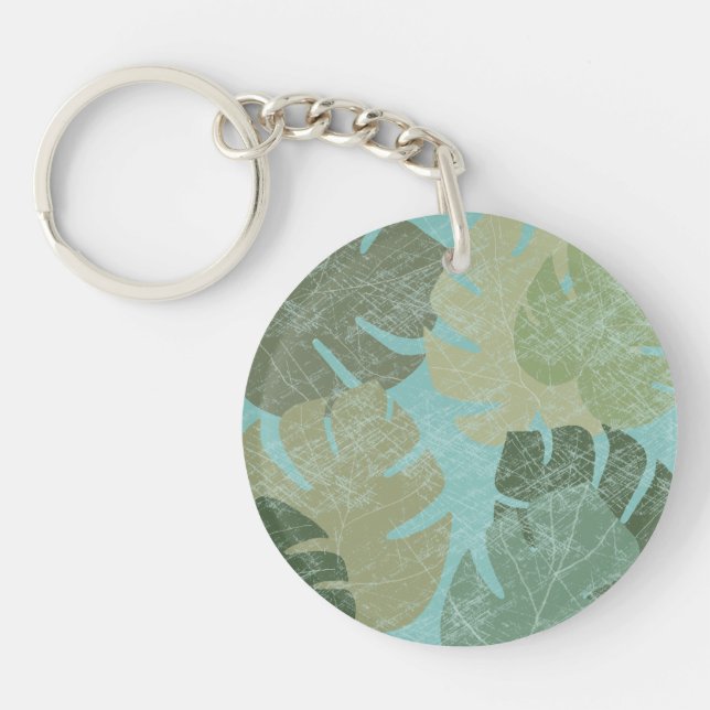 Tropical Faded Leaves Key Ring (Front)