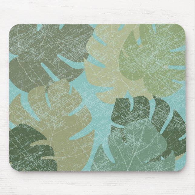 Tropical Faded Leaves Mouse Pad (Front)