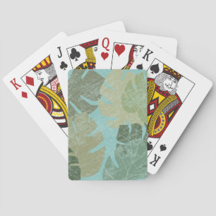 Tropical Faded Leaves Playing Cards