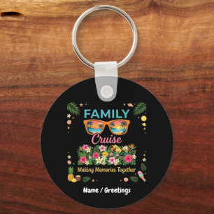 Tropical Family Cruise Memories Floral Summer  Key Ring