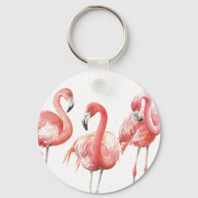 Tropical | Family of Flamingos Key Ring (Front)