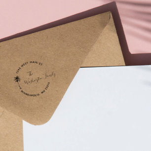 Tropical Family Return Address Custom Name  Rubber Stamp