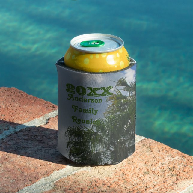 Tropical Family Reunion Palm Trees Summer Vacation Can Cooler (In Situ Pool)