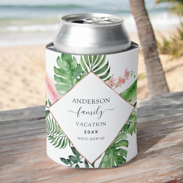 Tropical Family Vacation Personalised Can Cooler (Creator Uploaded)