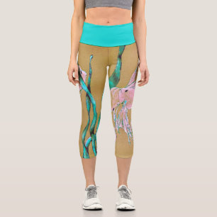Tropical Fantail Fish Watercolor Capri Leggings