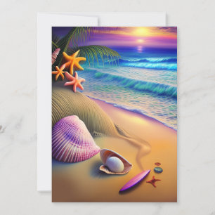 Tropical Fantasy Beach Sunset Holiday Card